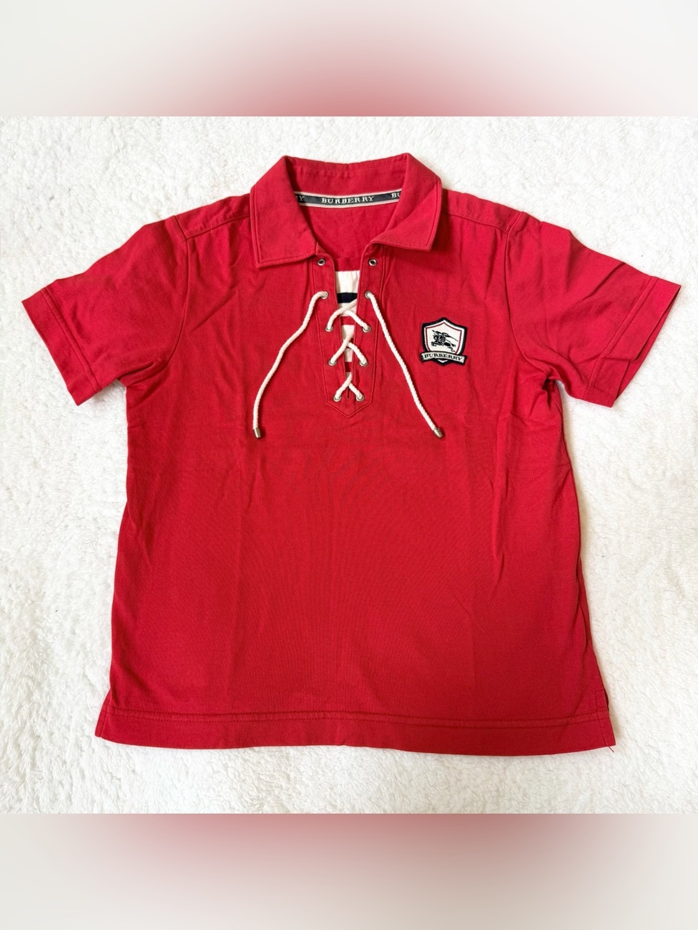 Burberry Girl Polo shirt short sleeve 6 Red nova check tops horse Plaid